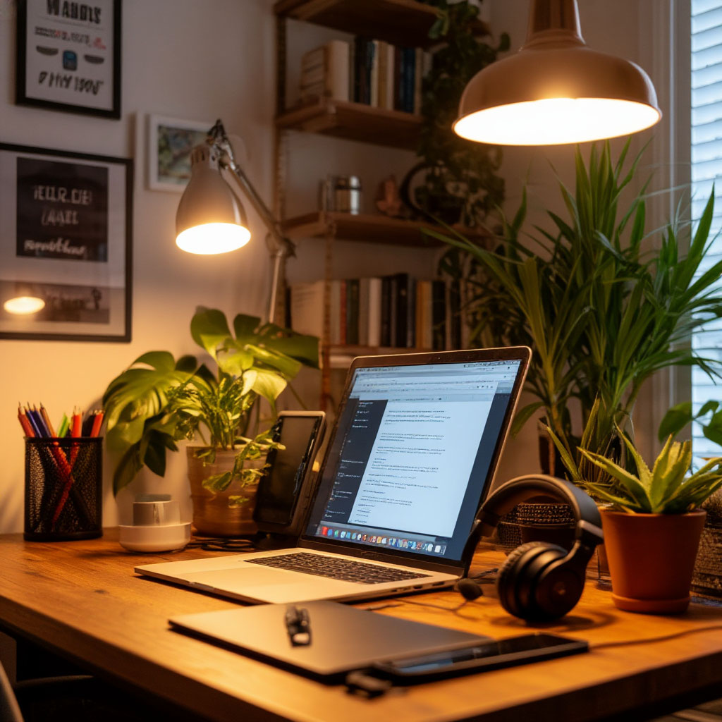 Perfect home office setup for video interviews