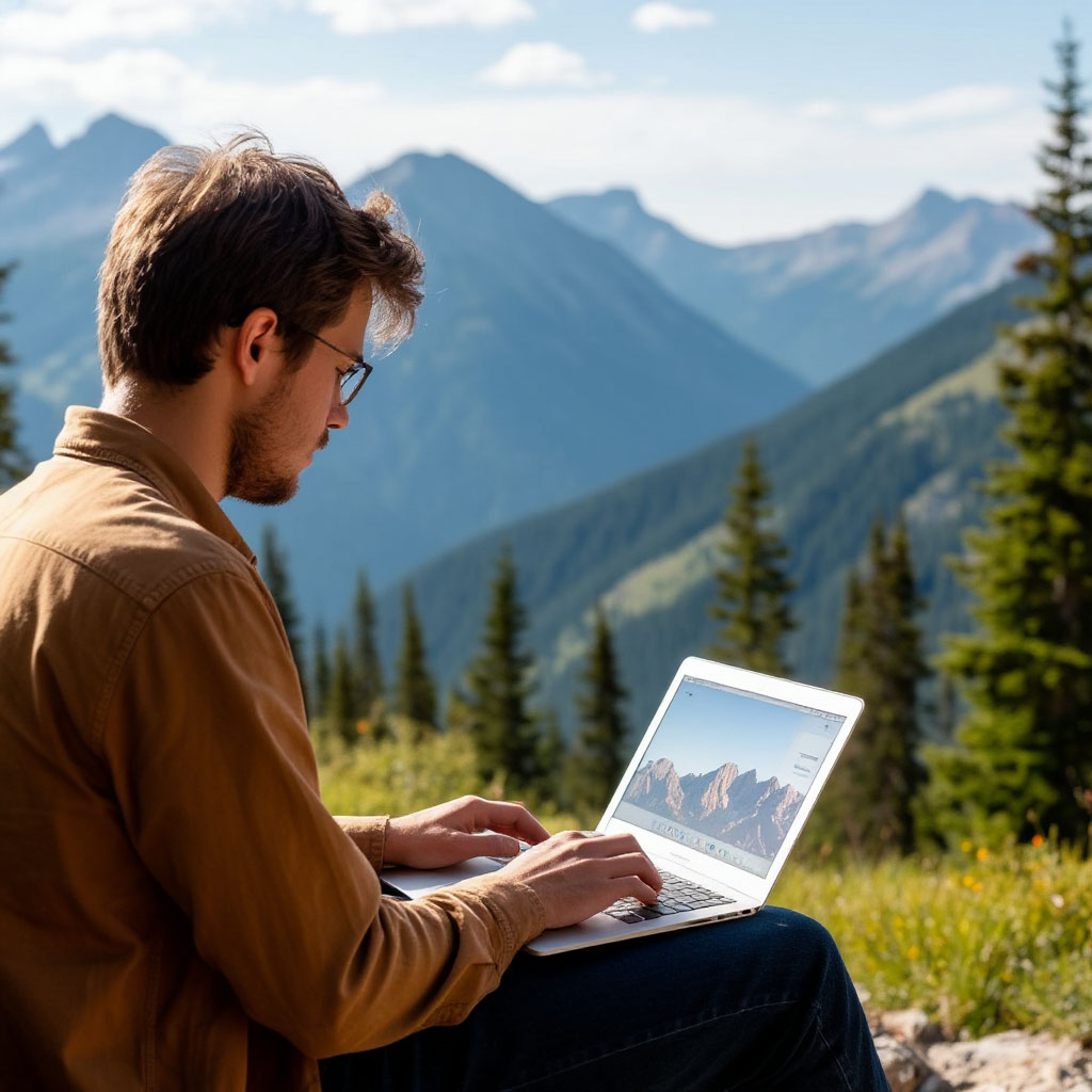 Productive digital nomad lifestyle in scenic locations
