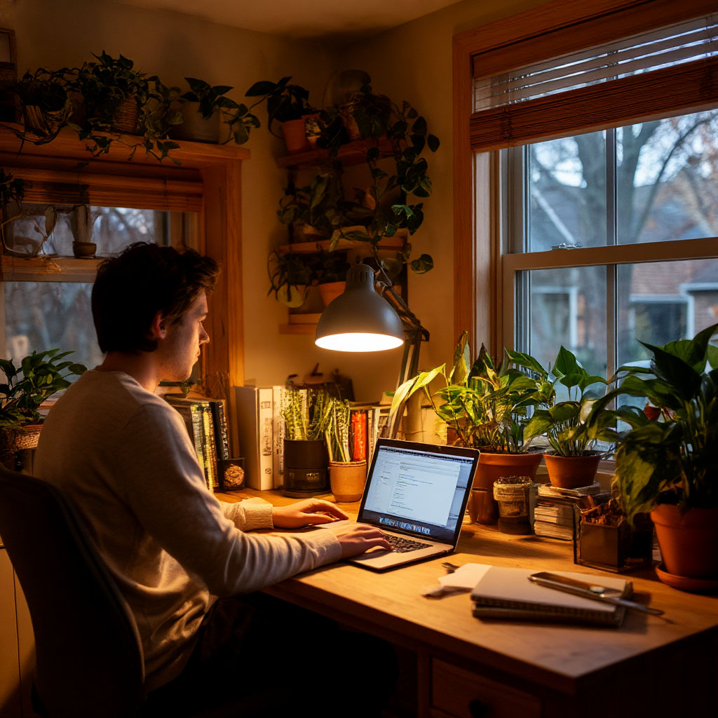 Remote worker maintaining healthy work-life boundaries