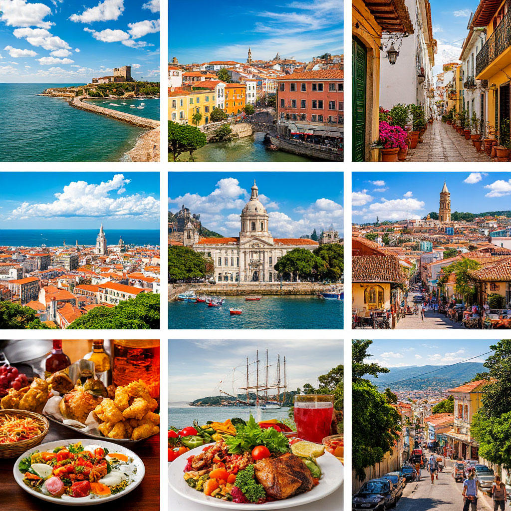 Seven best nomad destinations 2025 collage with iconic landmarks