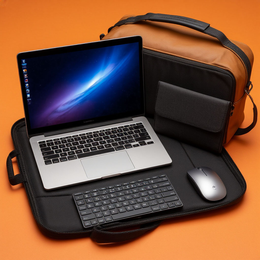 Slim travel-friendly laptops and portable work accessories
